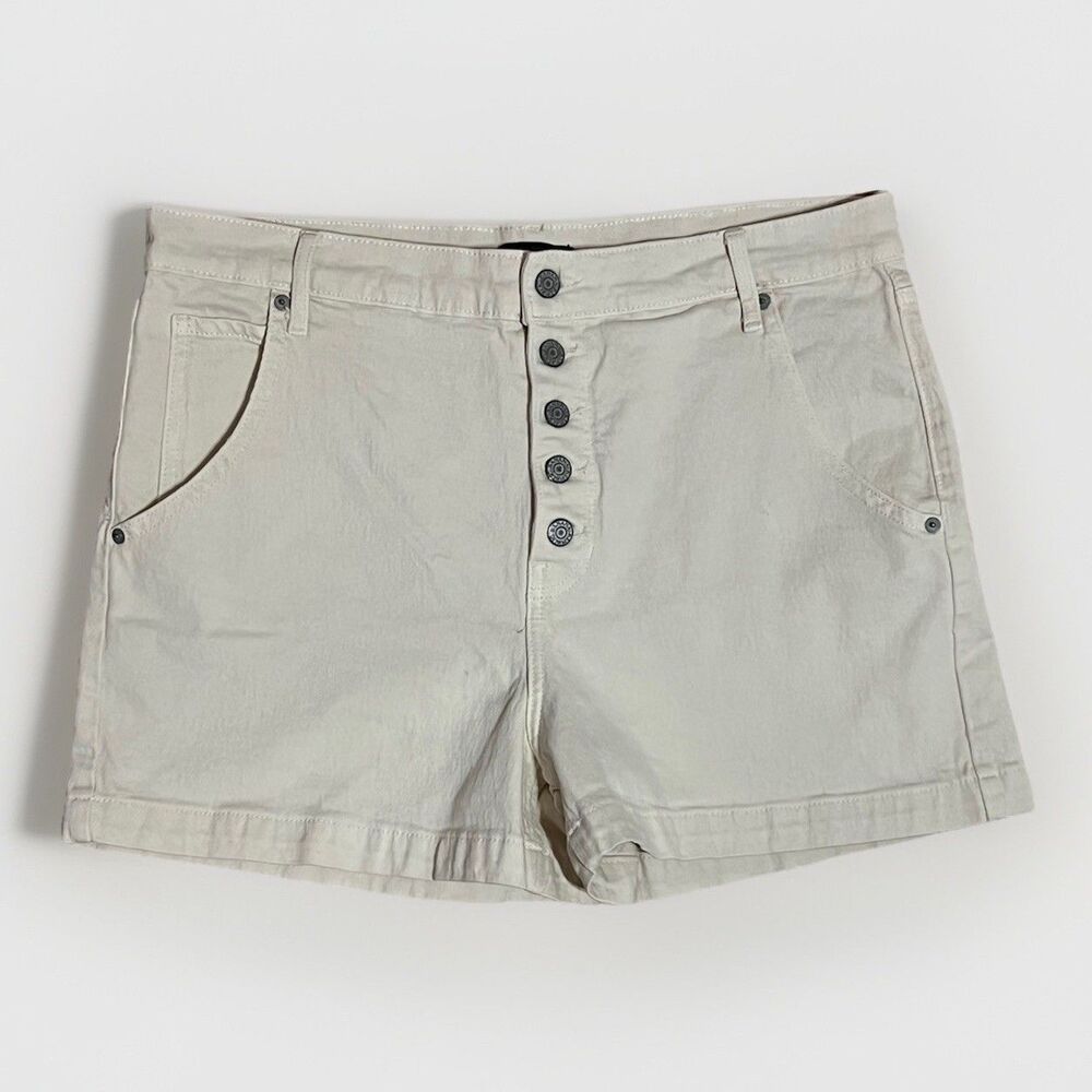 Banana Republic Washwell Cream Denim Hi-rise Shorts Button Fly Women’s 14 32x4”